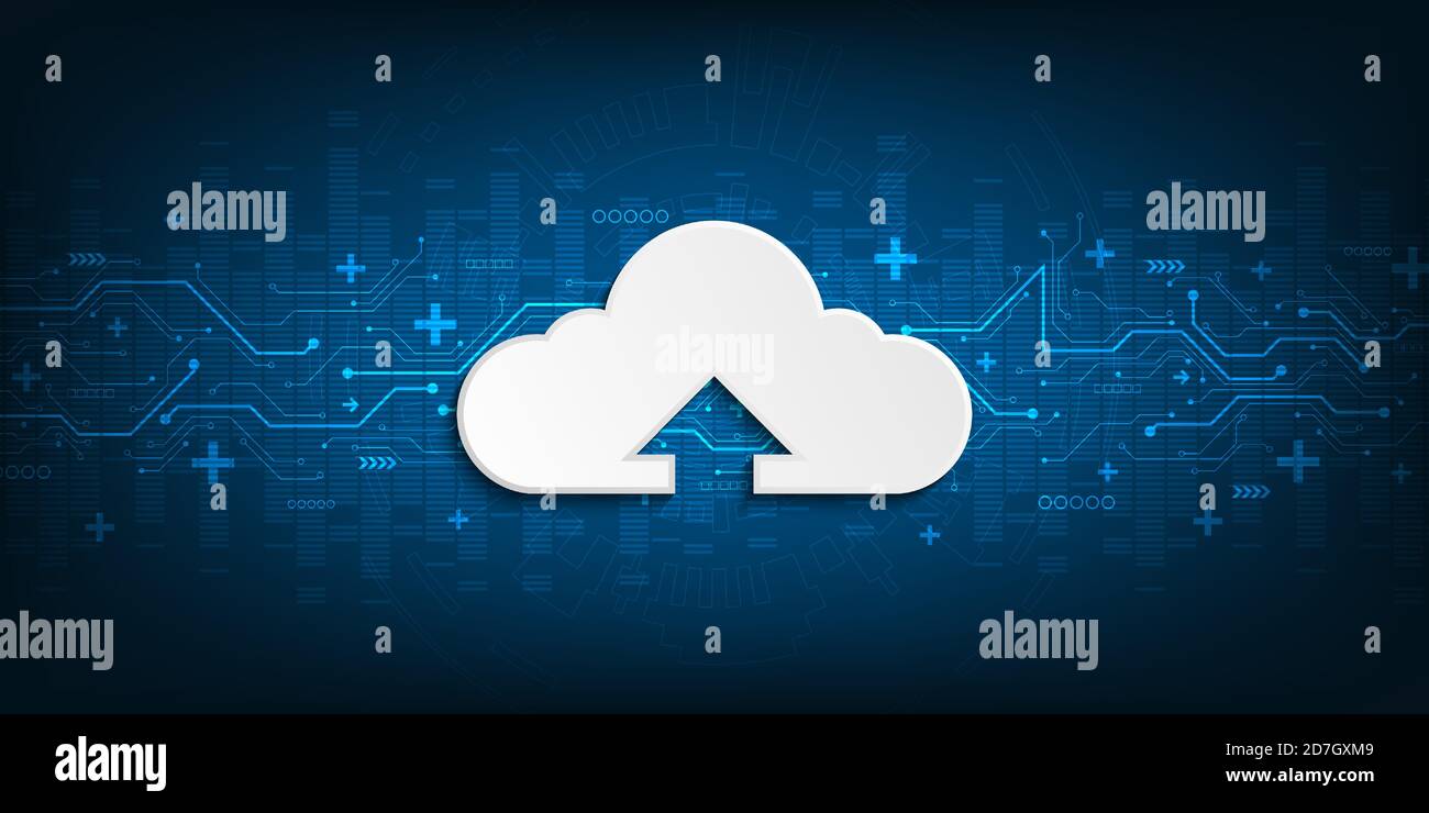 Interface Cloud qui affiche le téléchargement de données sur Internet. Illustration de Vecteur