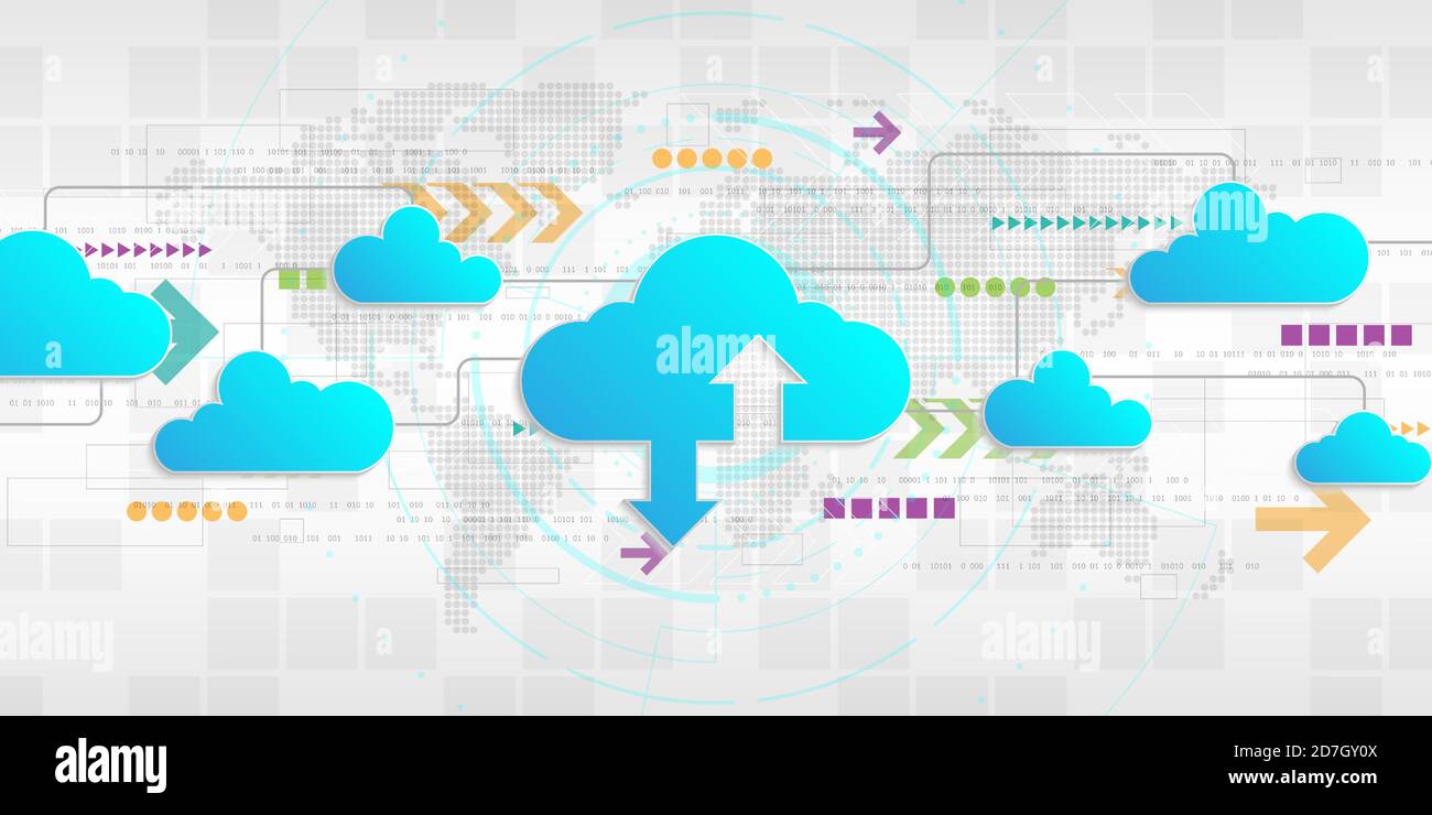 Interface Cloud qui affiche le téléchargement de données sur Internet. Illustration de Vecteur