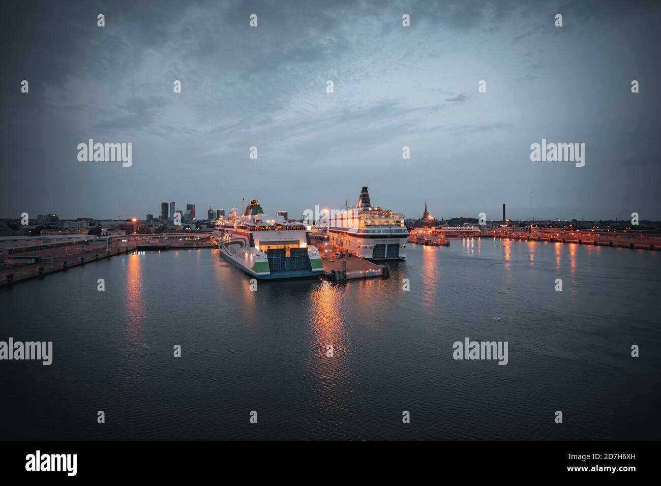 Panorama du port de Tallinn, Estonie Banque D'Images