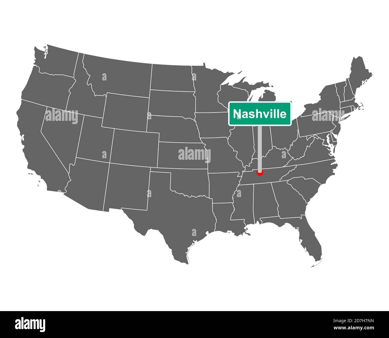 Panneau de limite de la ville de Nashville et carte des Etats-Unis Photo  Stock - Alamy
