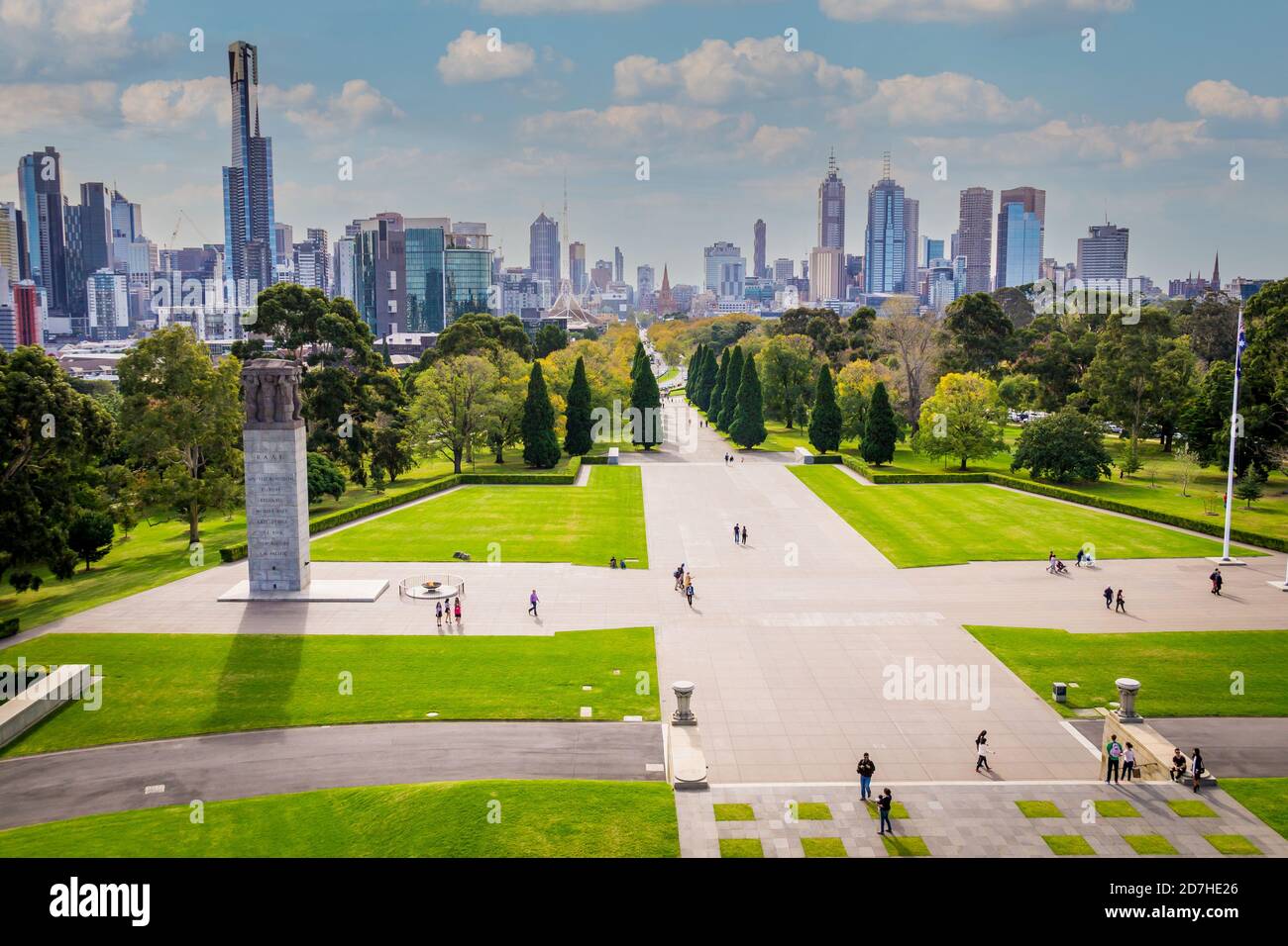 Paysage urbain de Melbourne depuis le Sanctuaire du souvenir Banque D'Images