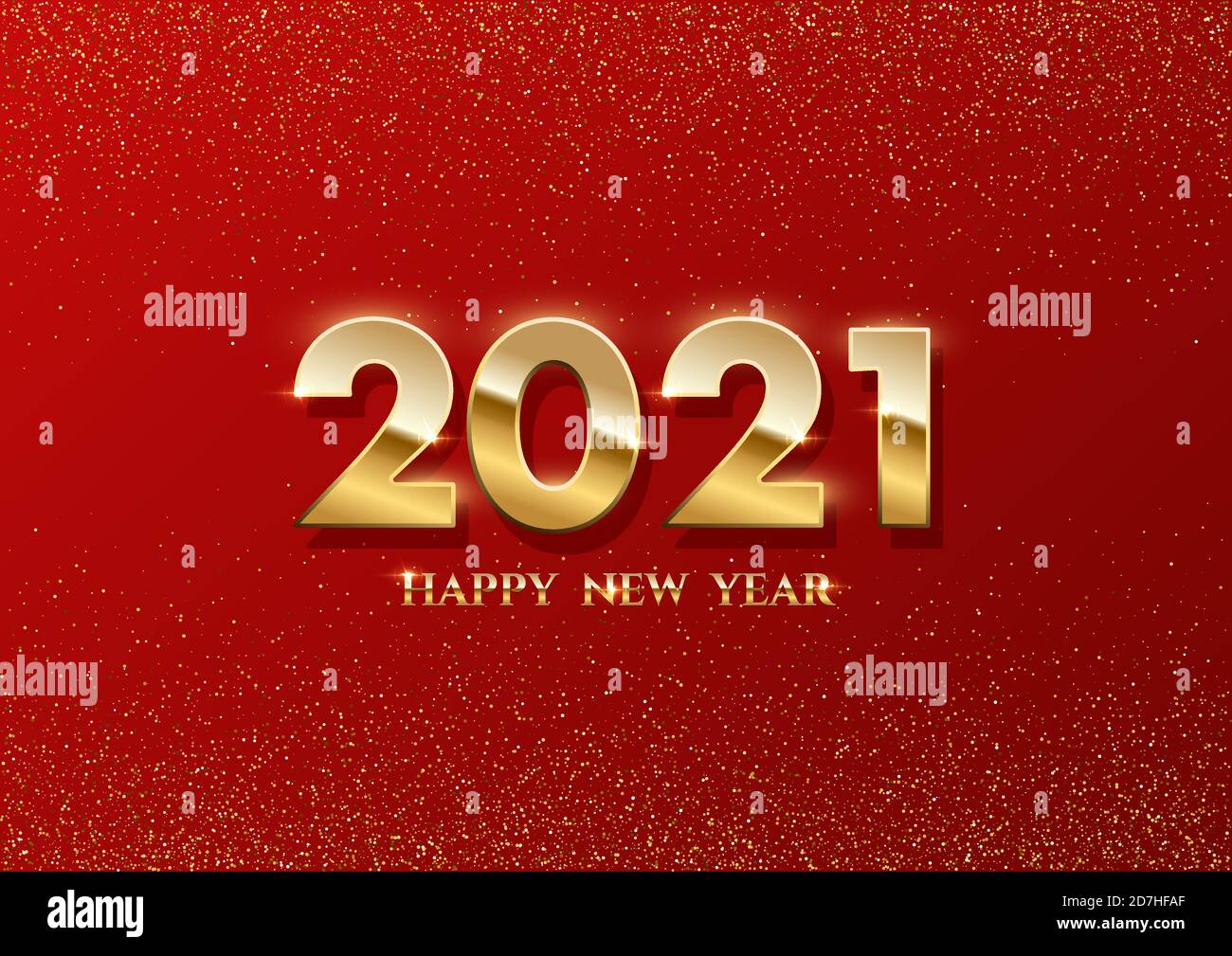 Bonne année 2021. Or brillant dans la lumière avec éclat de fête. Illustration de carte de vœux à motif vectoriel. Joyeux séjour moderne Illustration de Vecteur