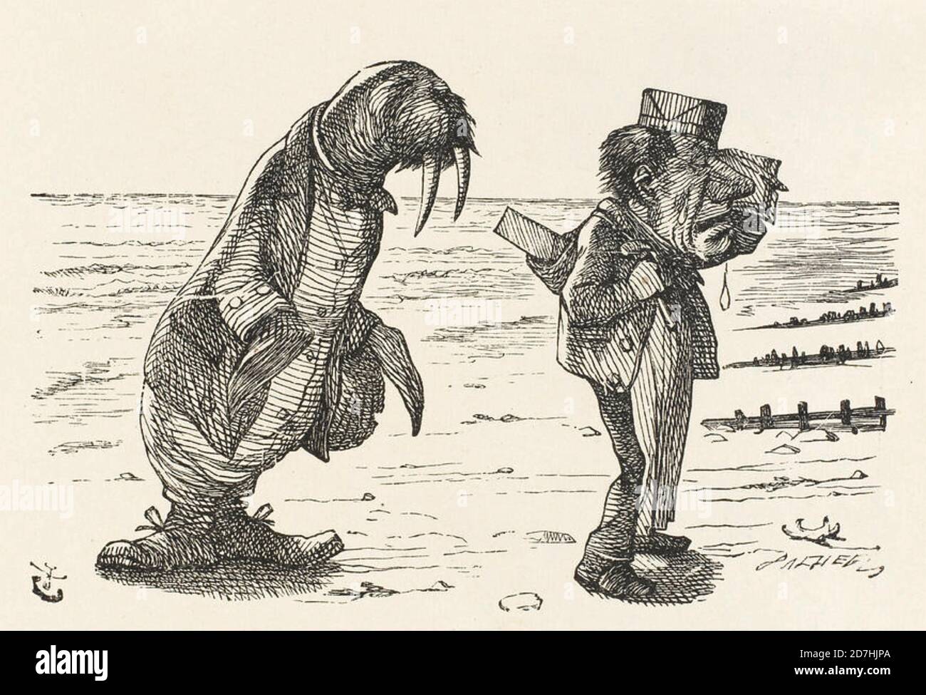 LE MORSE ET LE MENUISIER tel que gravé par John Tenniel pour Lewis Carroll à travers le verre de regard, 1871 Banque D'Images