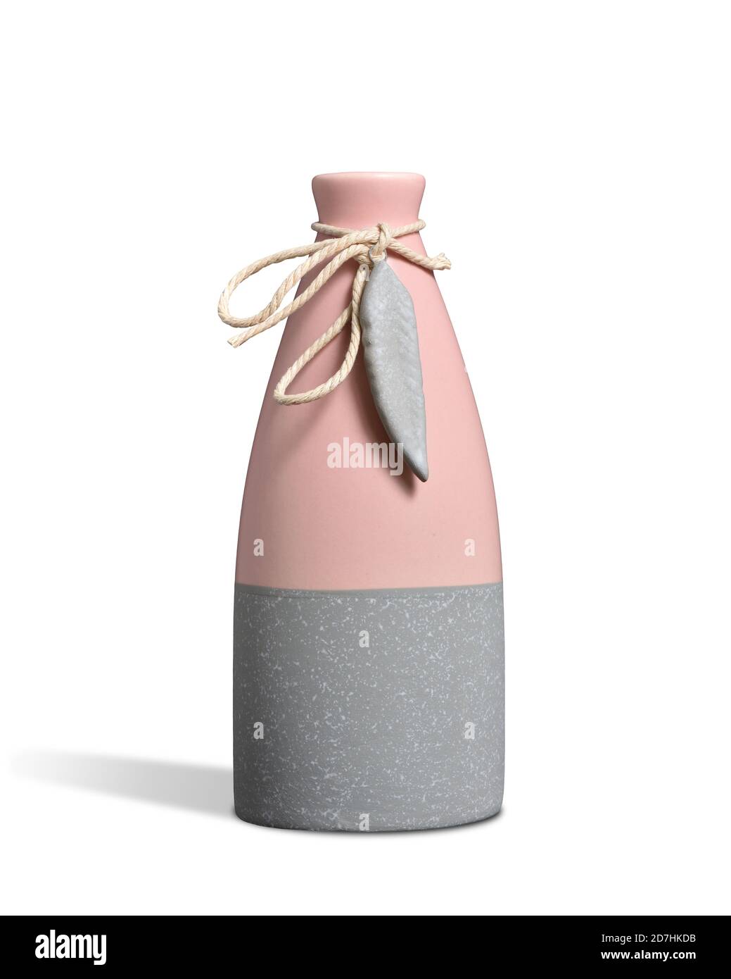 Vase moderne vide rose et gris sur fond blanc Banque D'Images