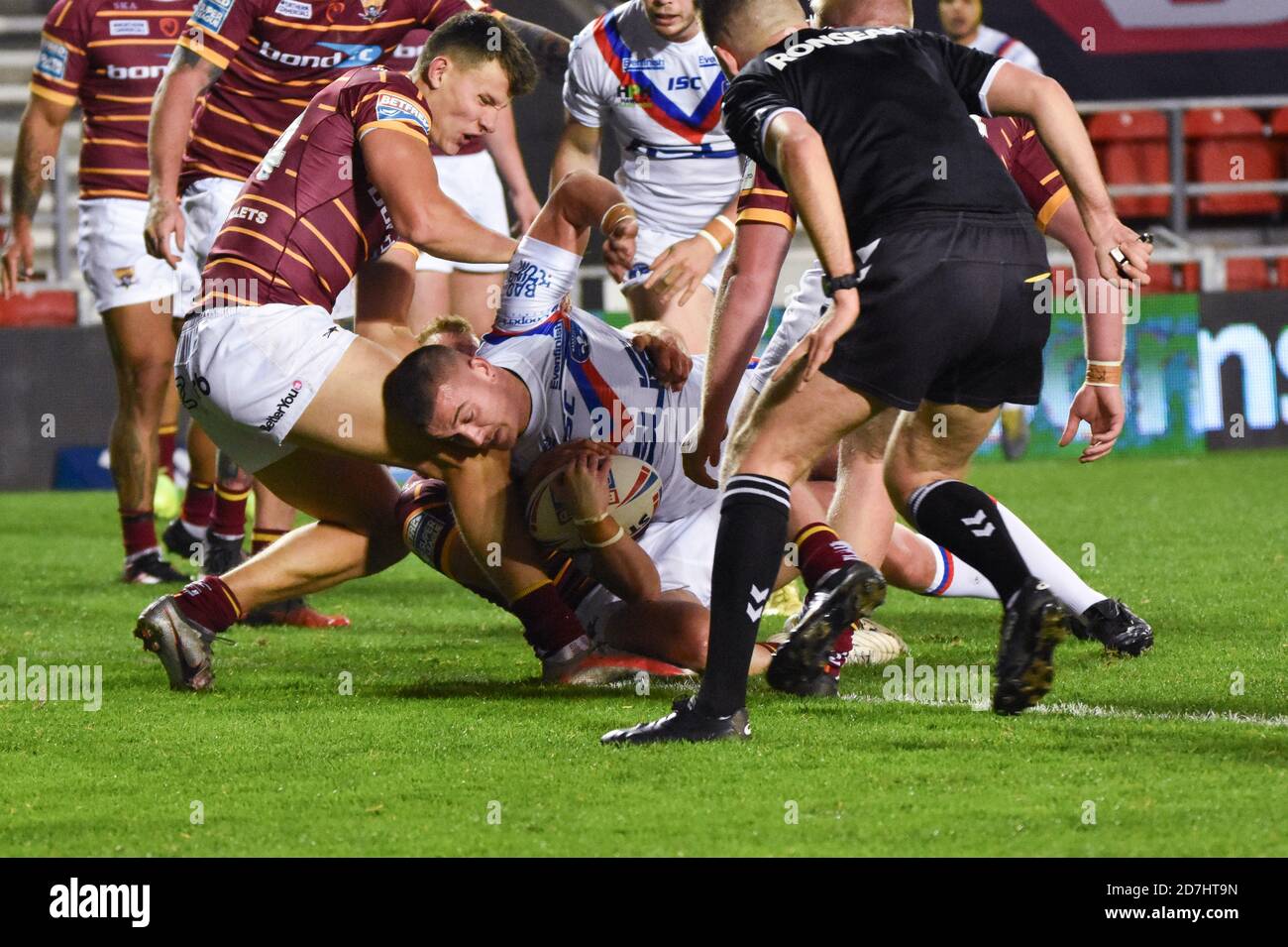 Lors du match de la Super League Betfred entre Huddersfield Giants V Wakefield Trinity au stade Totally Wicked, St Helens, Royaume-Uni sur 22 O. Banque D'Images