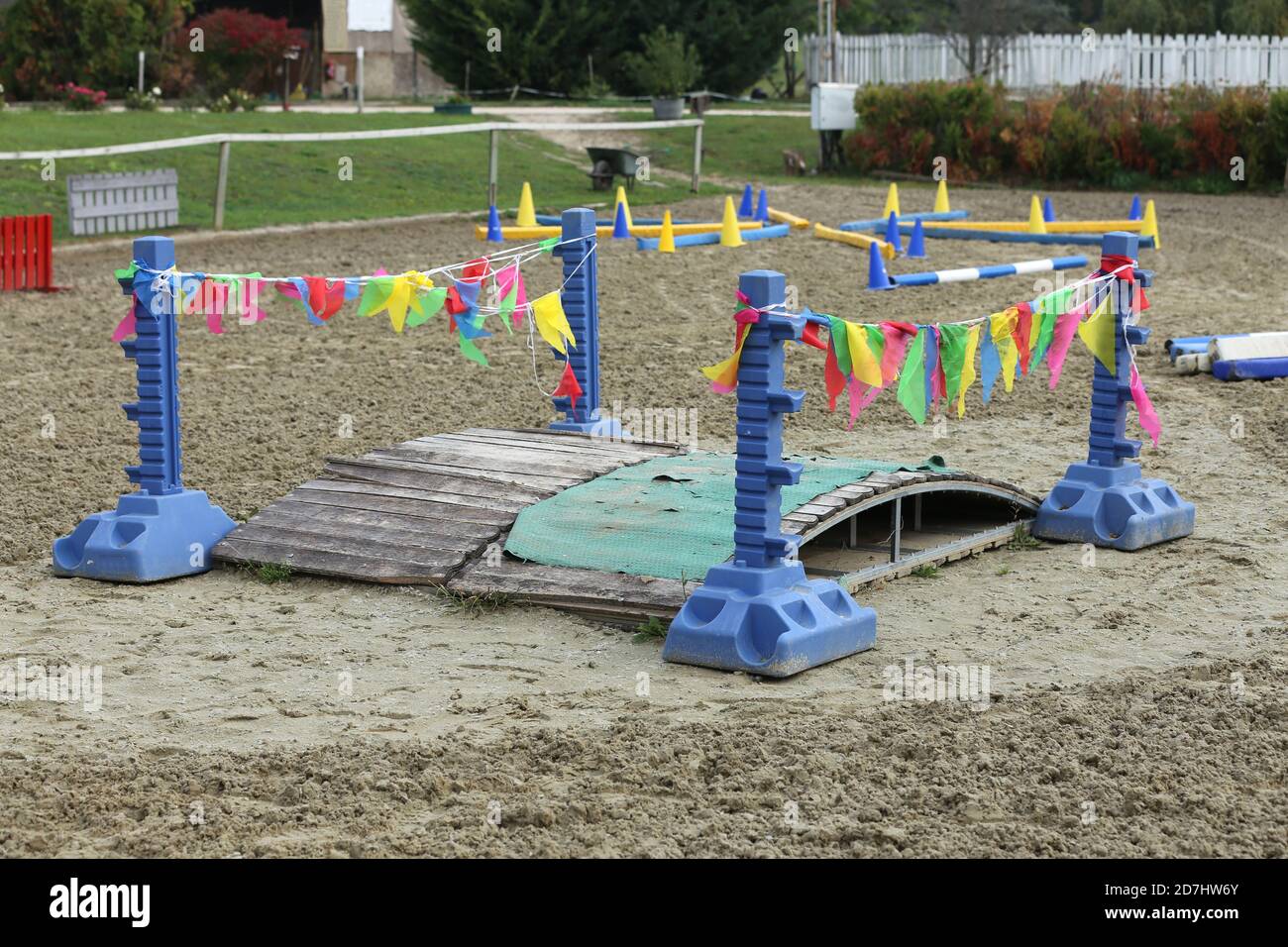 Idées pour construire un pont à cheval au centre équestre Banque D'Images