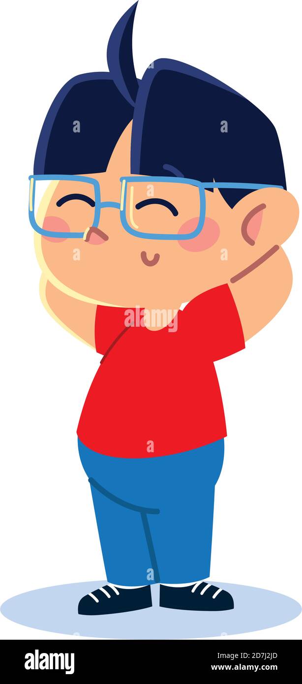 Personnage Dessin Animé Avec Lunettes mignon drôle garçon avec des lunettes personnage dessin animé vecteur illustration vecteur illustration Image Vectorielle Stock - Alamy