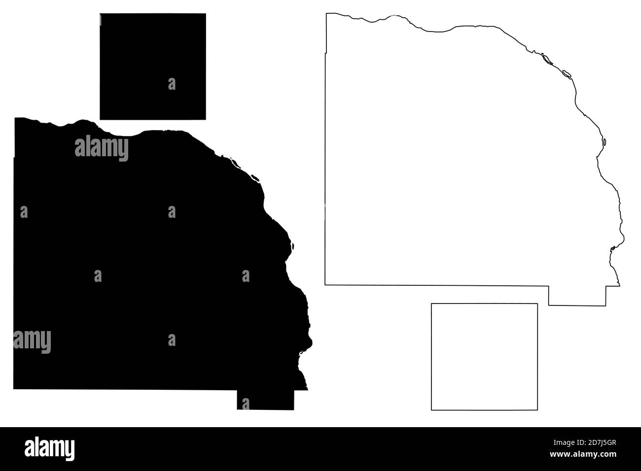 Webster et Saunders County, Nebraska (comté des États-Unis, États-Unis d'Amérique, États-Unis, États-Unis) carte illustration vectorielle, carte d'esquisse griffée Illustration de Vecteur