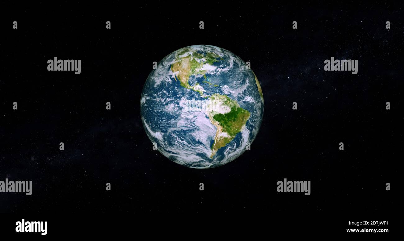 Belle photo réaliste 3d terre sur l'espace. .vue avant de la terre depuis l'espace avec nuages et paysages verts vue complète de la terre résolution 4k. Banque D'Images