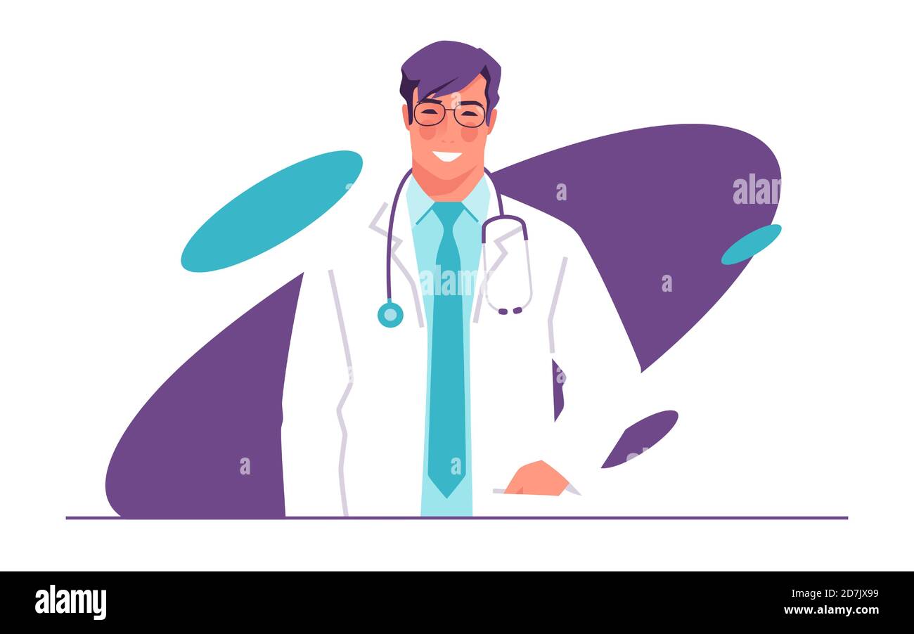 Illustration vectorielle d'un médecin, d'un médecin, d'un thérapeute avec stéthoscope Illustration de Vecteur
