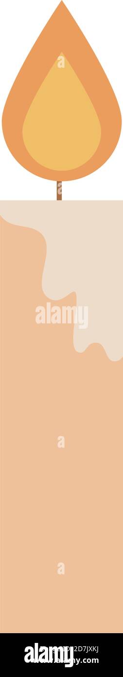 bougie en feu décoration lumière plat icône illustration vectorielle Illustration de Vecteur