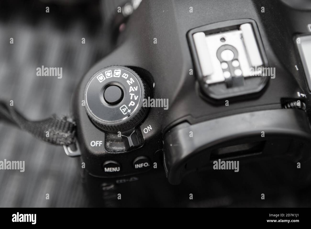 Canon 5dmiii DSLR gros plan de la molette de mode et chaud patin Banque D'Images
