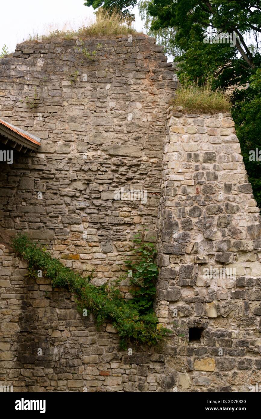Murs de forteresse d'un ancien château dans la ville de Cesis en Lettonie juillet 2020 Banque D'Images