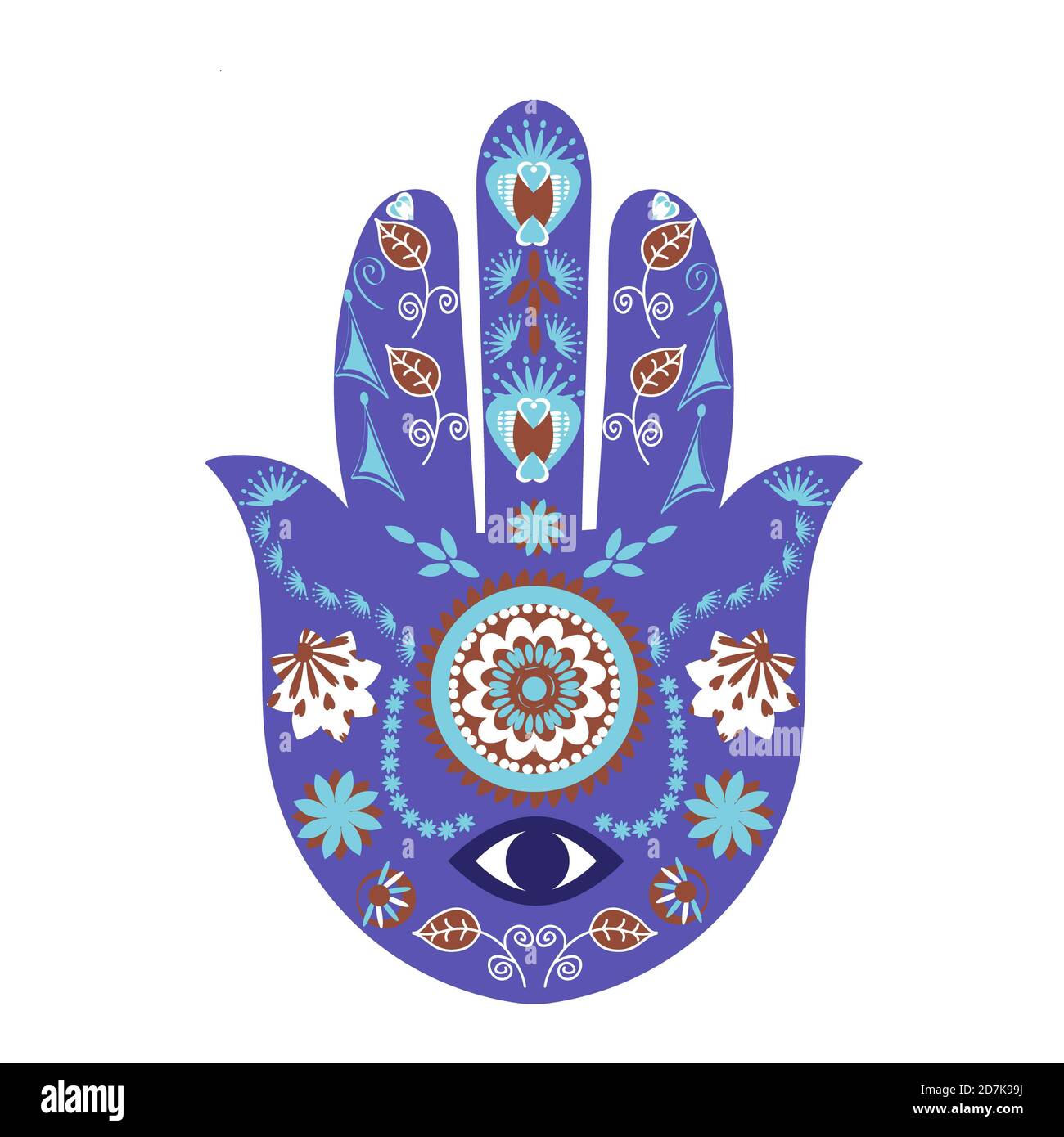 Main de Fatima signe. Main Hamsa, simbol amulette, talisman dans le vector design Banque D'Images