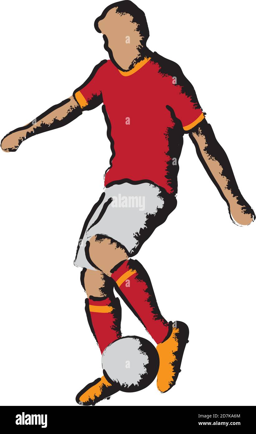 Illustration stylisée avec un joueur de football qui frappe le ballon Image  Vectorielle Stock - Alamy