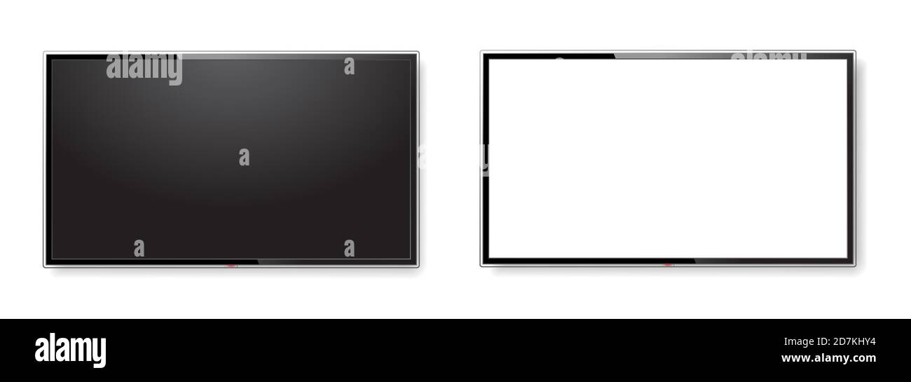 Maquette d'écran TV réaliste isolée sur blanc Illustration de Vecteur