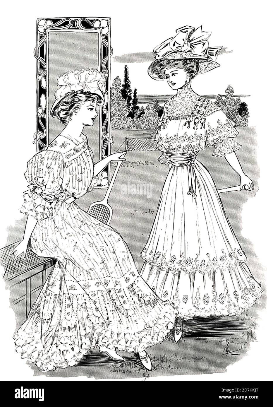 Styles DE TENNIS pour femme en 1907 Banque D'Images