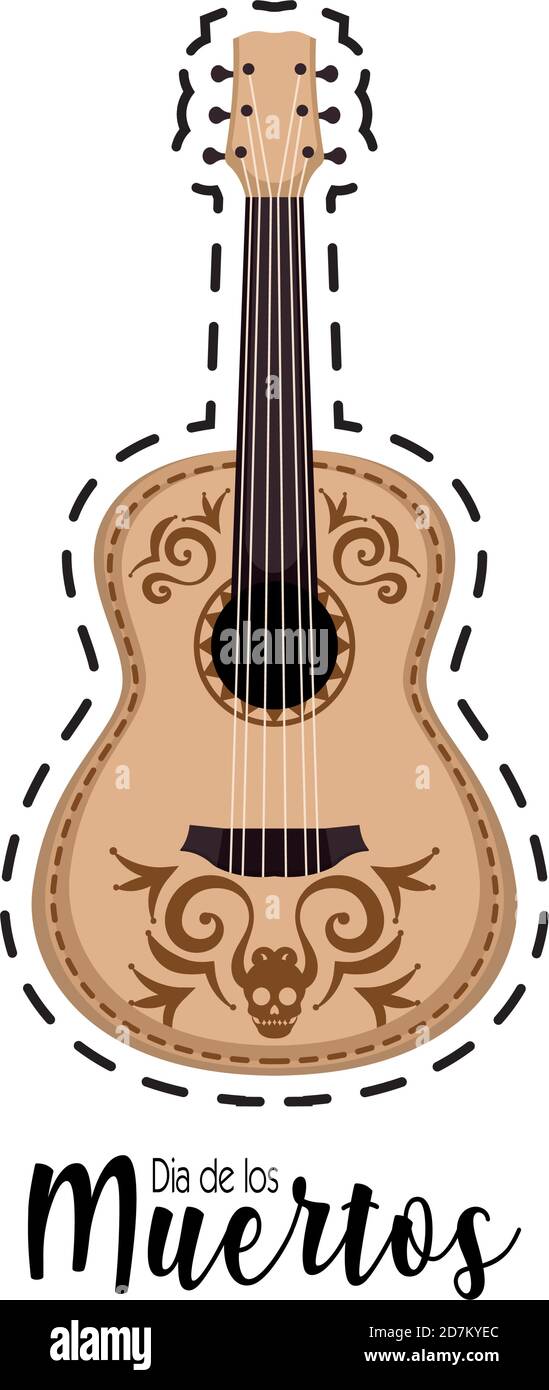 Dia de los muertos sticker avec une guitare - Vector Image Vectorielle  Stock - Alamy