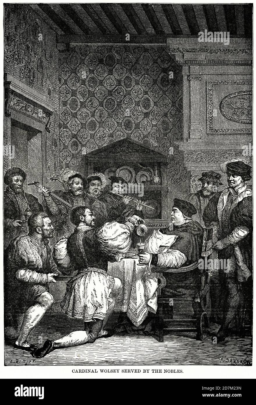 Le cardinal Wolsey a servi par The Nobles, Illustration, Histoire du monde de Ridpath, Volume III, par John Clark Ridpath, LL. D., Merrill & Baker Publishers, New York, 1897 Banque D'Images