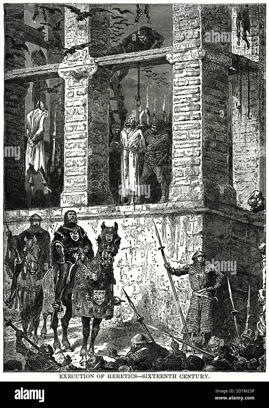 Exécution des hérétiques, seizième siècle, Illustration, Histoire du monde de Ridpath, Volume III, par John Clark Ridpath, LL. D., Merrill & Baker Publishers, New York, 1897 Banque D'Images
