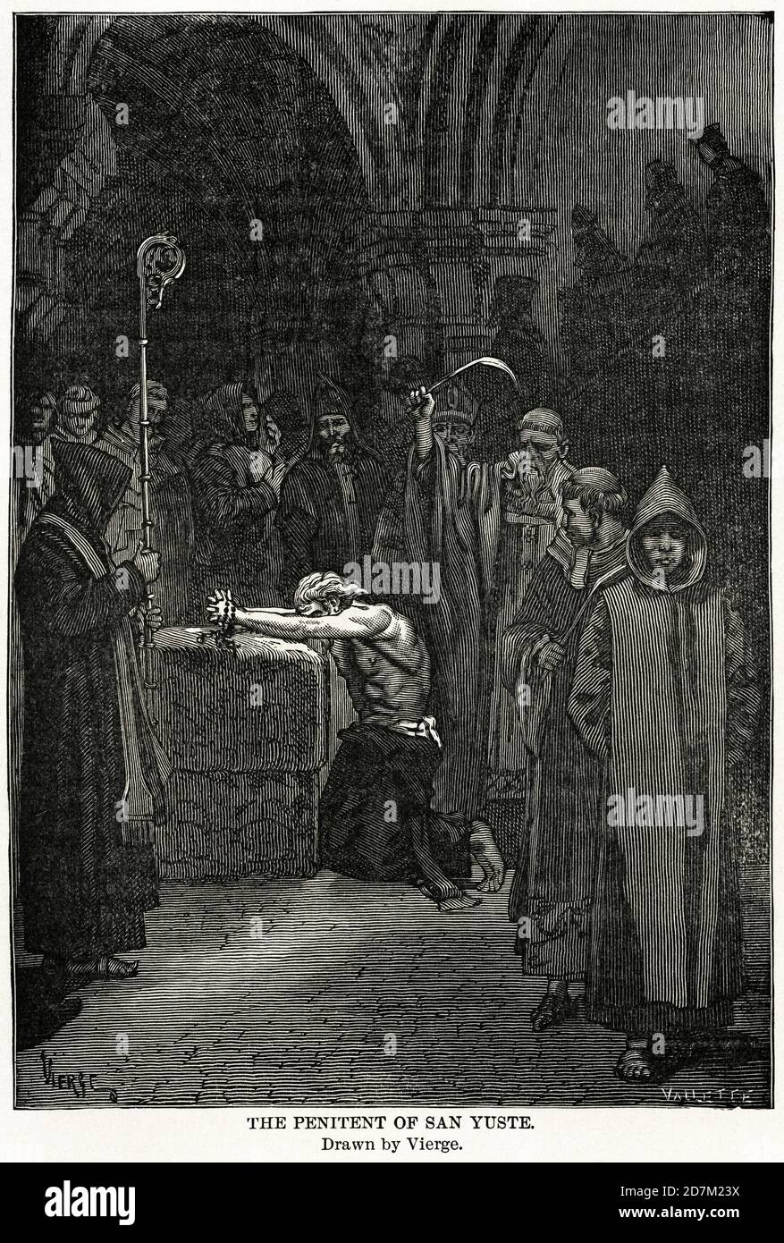 Le Pénitent de San Yuste, dessiné par Vierge, Illustration, Histoire du monde de Ridpath, Volume III, par John Clark Ridpath, LL. D., Merrill & Baker Publishers, New York, 1897 Banque D'Images
