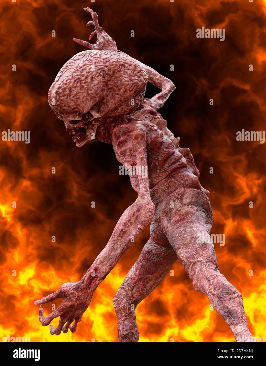 Fantasy Daemon brûle dans une illustration hellfire 3d Banque D'Images