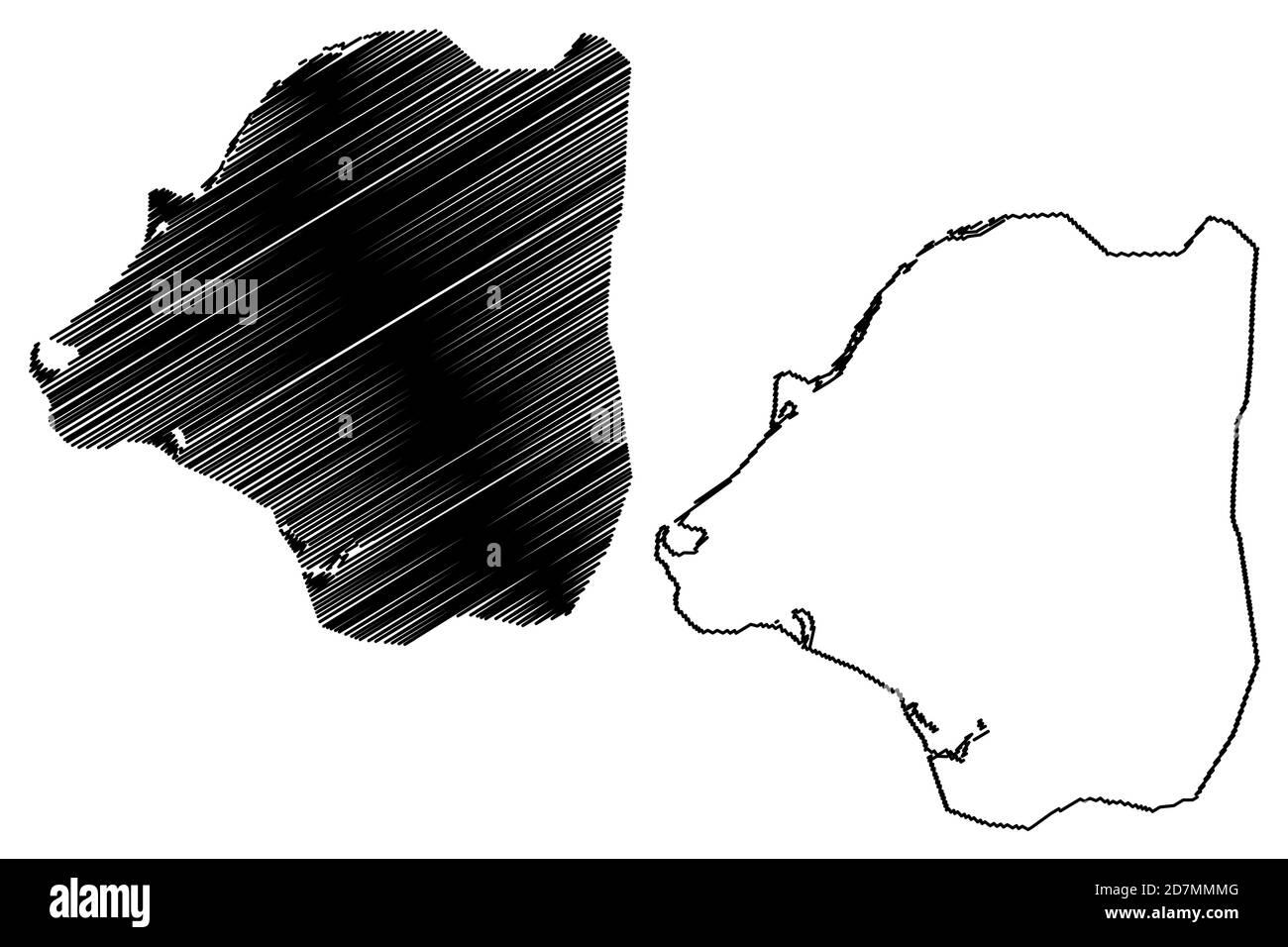 Ville de Douala (République du Cameroun, département de Wouri) carte illustration vectorielle, croquis de griffonnage carte de la ville de Douala Illustration de Vecteur