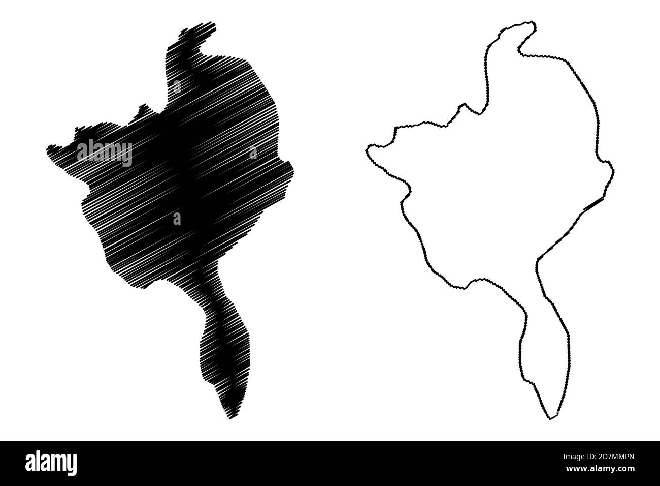 Ville de Yaoundé (République du Cameroun, département de Mfoundi) carte illustration vectorielle, scribble sketch carte de la ville de Yaoundé Illustration de Vecteur