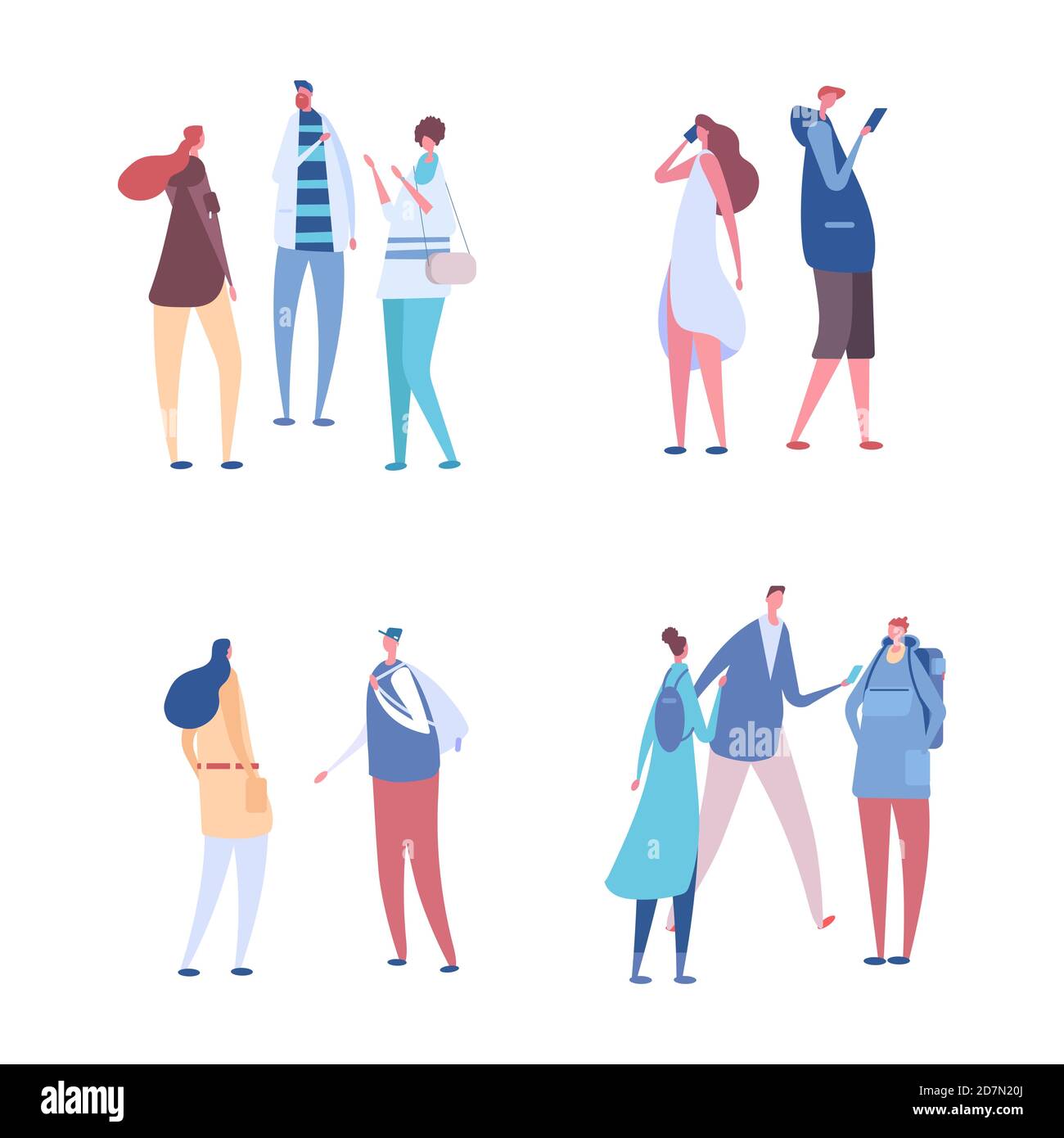 Les personnes communiquent en groupes ensemble de vecteurs. Illustration de la communication, de la discussion ou de la réunion. Équipe de conversation, homme de discussion et femme Illustration de Vecteur