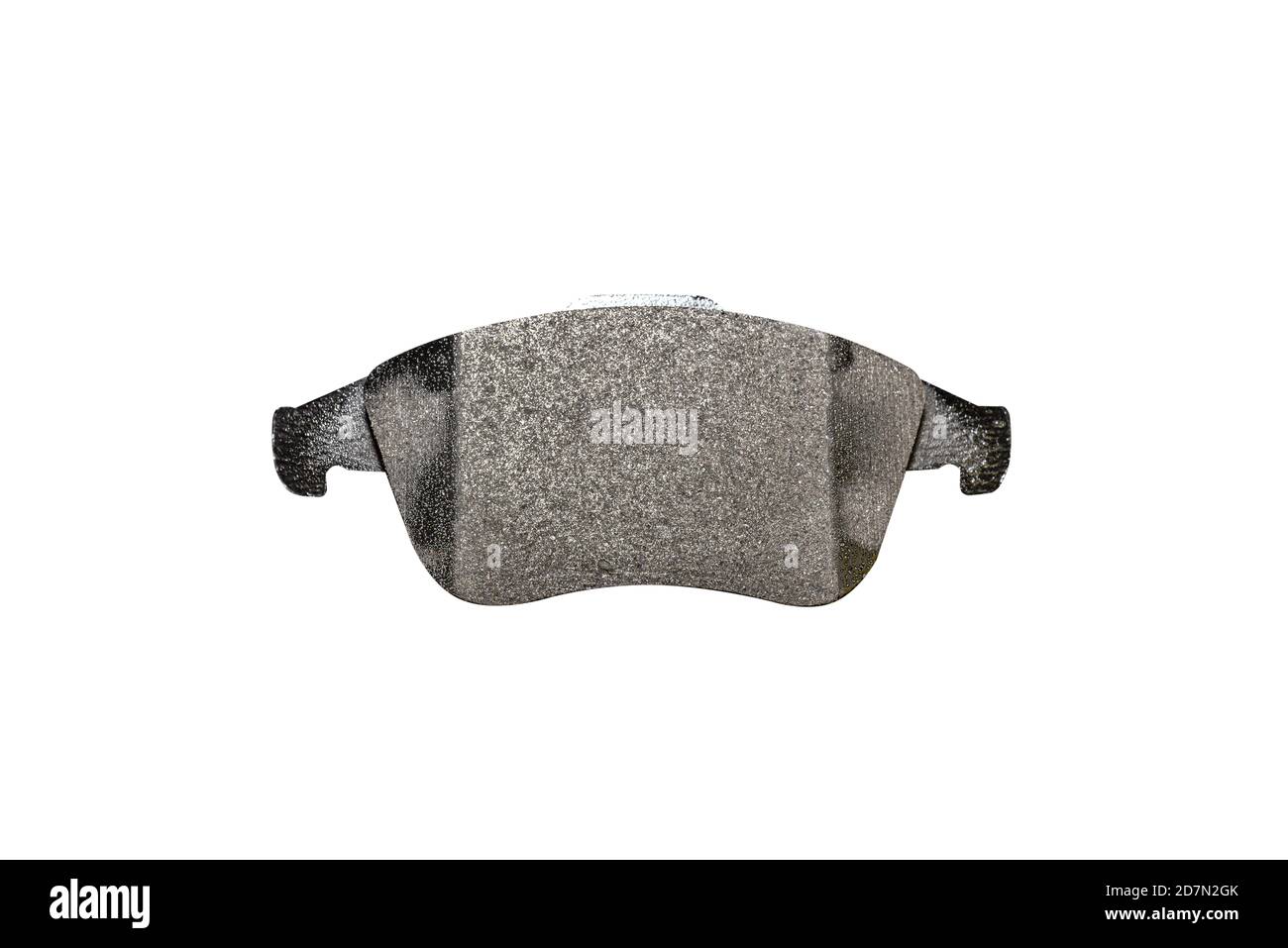 Nouvelle plaquette de frein avant, isolée sur un fond blanc avec un passe de découpe, garniture de frein visible des plaquettes, vue de dessus. Banque D'Images