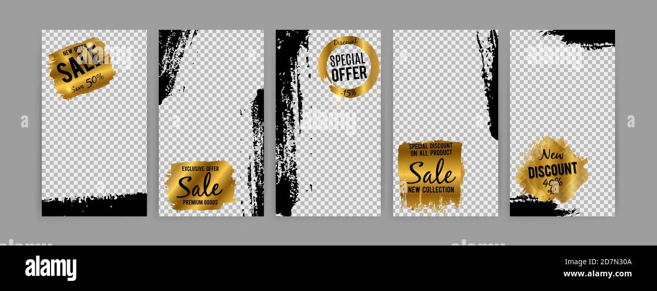 Inspiré par instagram - modèle de vente d'histoires vectorielles sur les réseaux sociaux avec effet grunge. Illustration de l'histoire instagram avec effet grunge, remise et offre de la publicité dans l'interface d'application Illustration de Vecteur