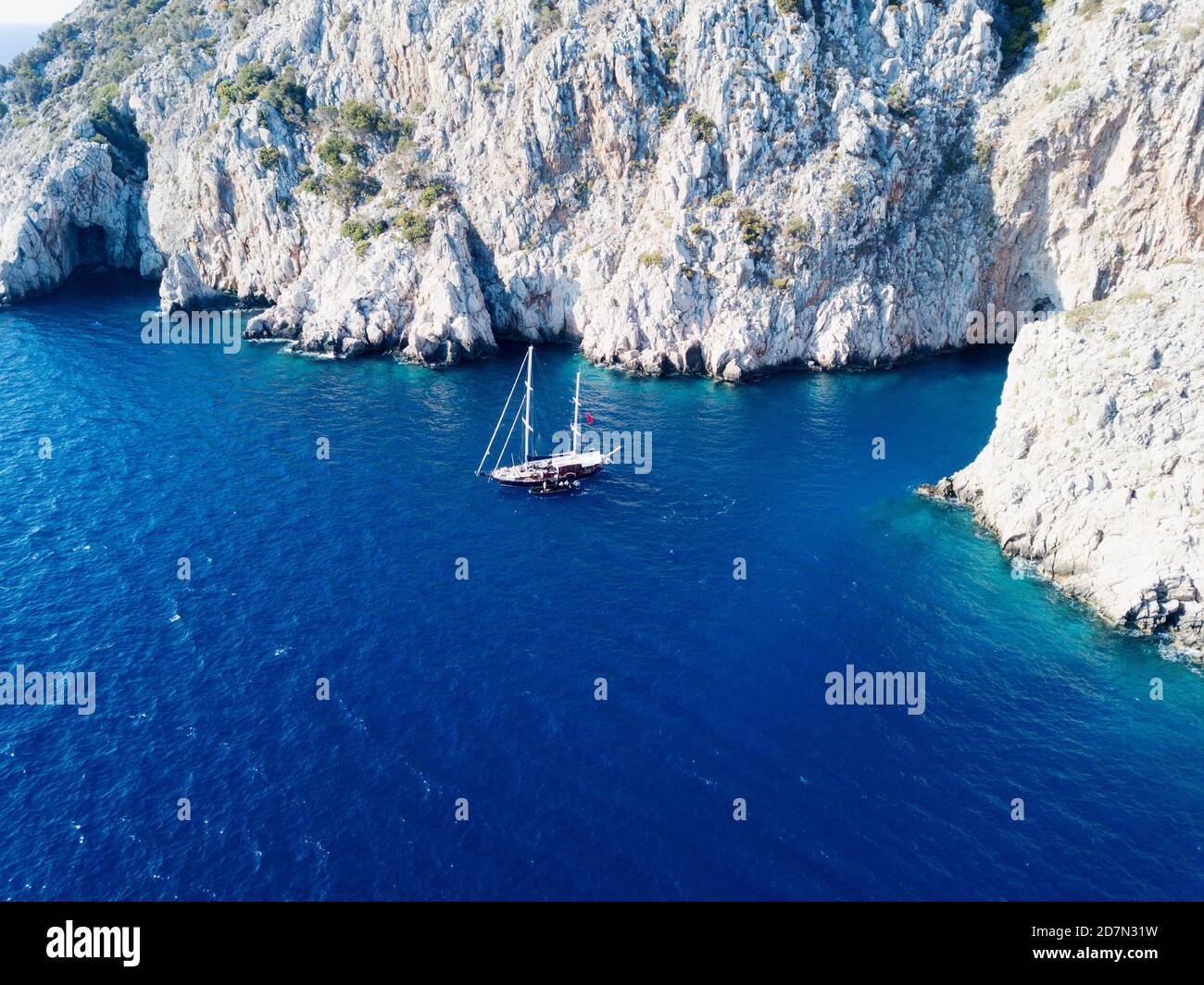 Vue aérienne du cap Beş Adalar Gelidonia Antalya Turquie Banque D'Images