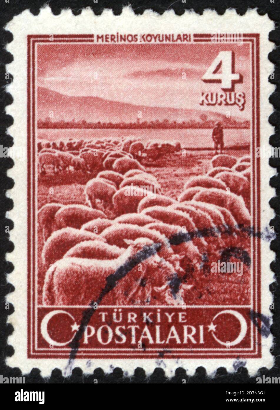 République de Turquie. Timbre-poste de la République de Turquie. Timbre historique de la République de Turquie. Un timbre-poste imprimé en République de Turquie. Banque D'Images