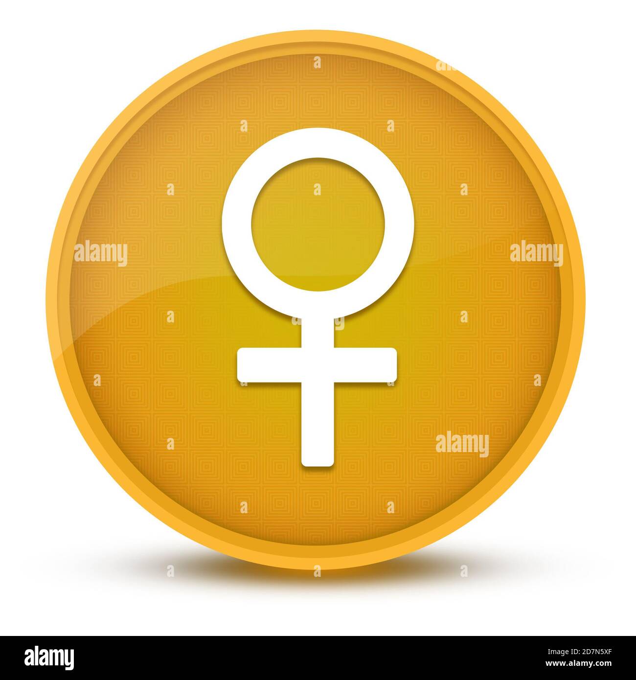 Illustration abstraite de l'enseigne femelle luxueuse bouton rond jaune brillant Banque D'Images