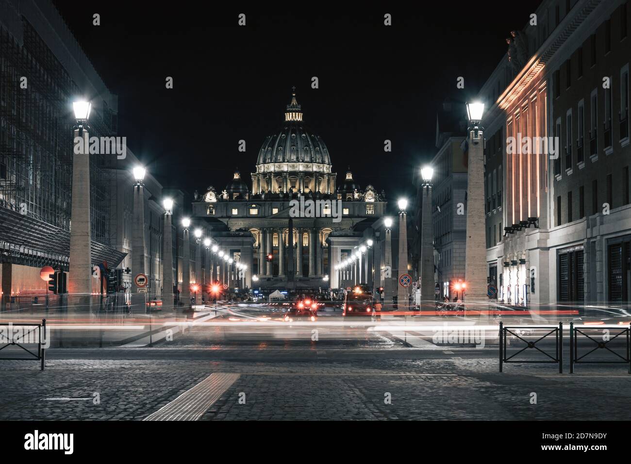 Rome de nuit dans la Cité du Vatican Banque D'Images