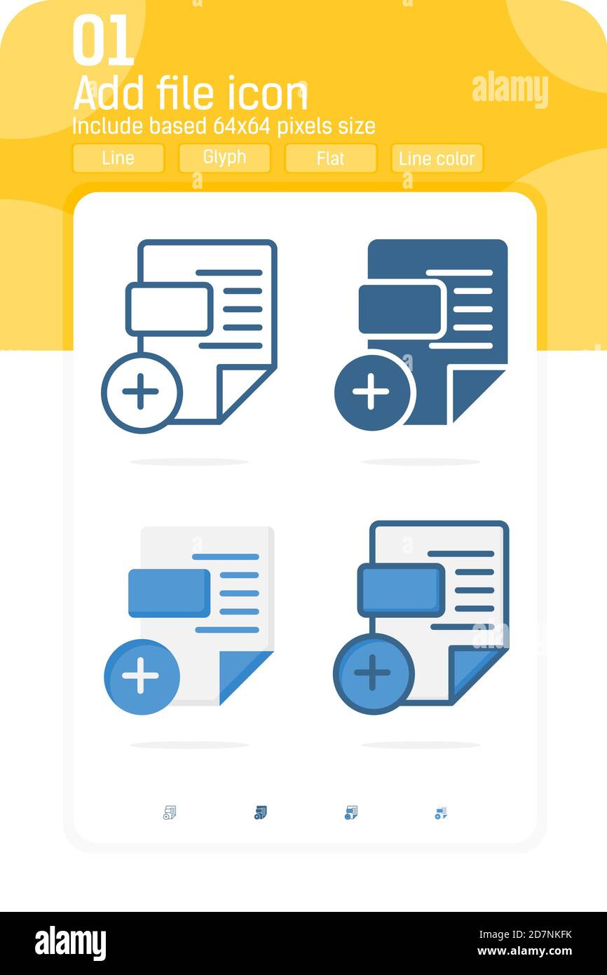 ajouter une icône de création de fichier avec plusieurs styles isolés sur fond blanc. Fichier d'illustration vectorielle, icône de document pour la conception Web, interface utilisateur, ux Illustration de Vecteur