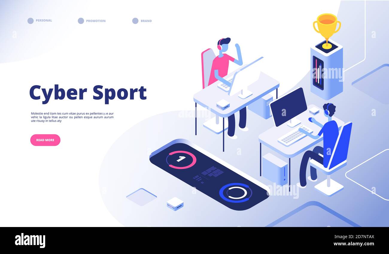 Cybersport. Flux de tournoi de joueur esports jeu vidéo en ligne avec console d'ordinateur 3d jeux vecteur concept. Illustration du jeu de cyber sport, esport ordinateur Player Illustration de Vecteur