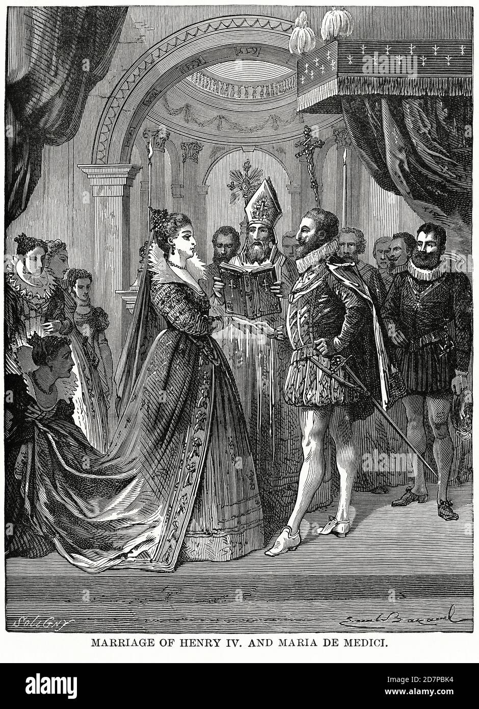 Mariage d'Henry IV et de Maria (Marie) de Medici, illustration, Histoire du monde de Ridpath, Volume III, par John Clark Ridpath, LL. D., Merrill & Baker Publishers, New York, 1897 Banque D'Images