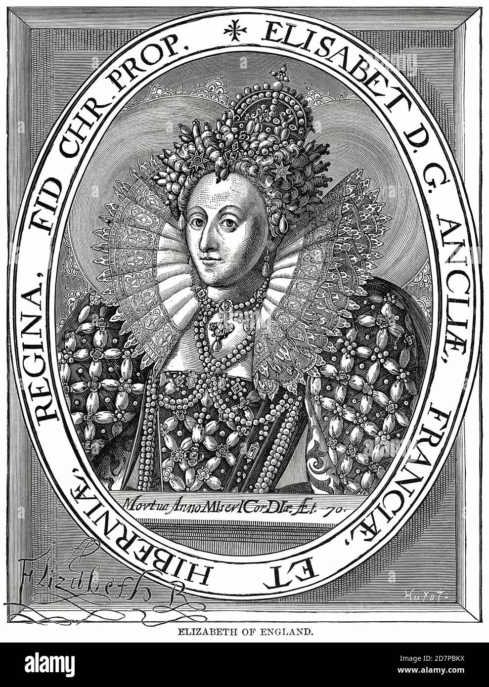Elizabeth d'Angleterre (Elizabeth I), illustration, Histoire du monde de Ridpath, Volume III, par John Clark Ridpath, LL. D., Merrill & Baker Publishers, New York, 1897 Banque D'Images