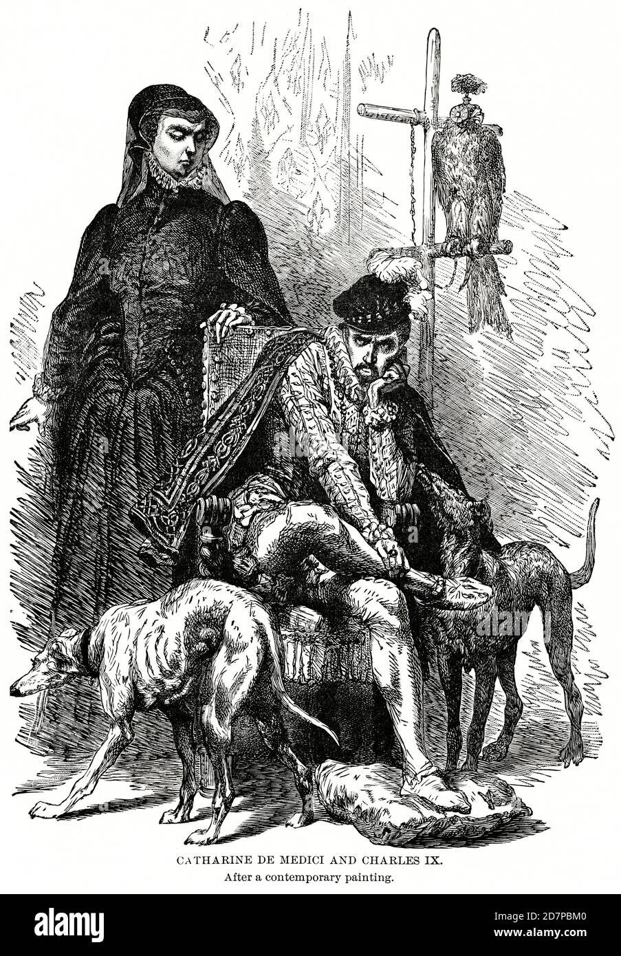 Catherine de Medici et Charles IX, d'après une peinture contemporaine, Illustration, Histoire du monde de Ridpath, Volume III, par John Clark Ridpath, LL. D., Merrill & Baker Publishers, New York, 1897 Banque D'Images