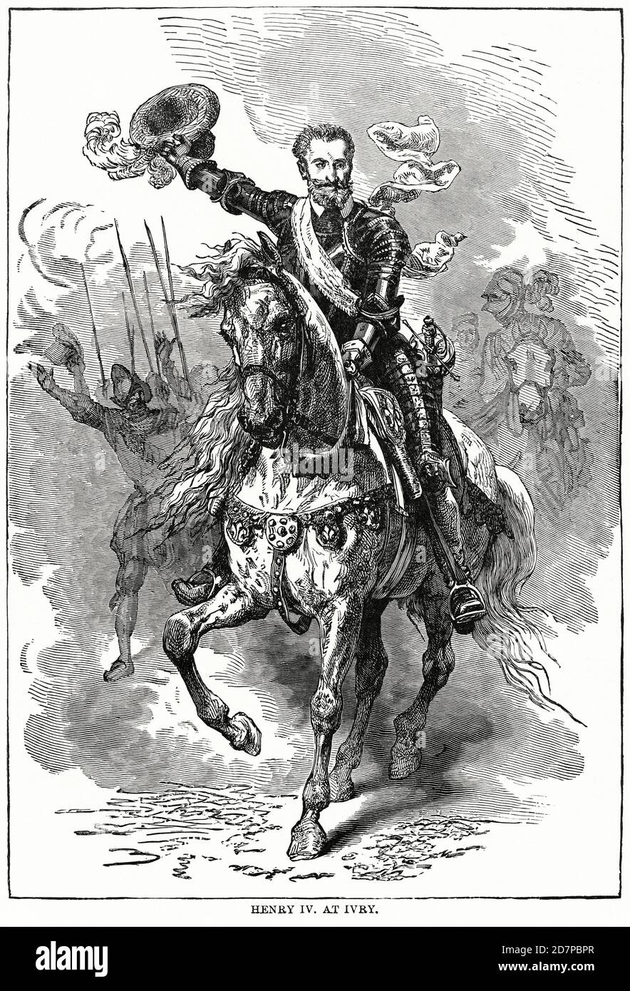 Henry IV, à Ivry, Illustration, Ridpath's History of the World, Volume III, par John Clark Ridpath, LL. D., Merrill & Baker Publishers, New York, 1897 Banque D'Images