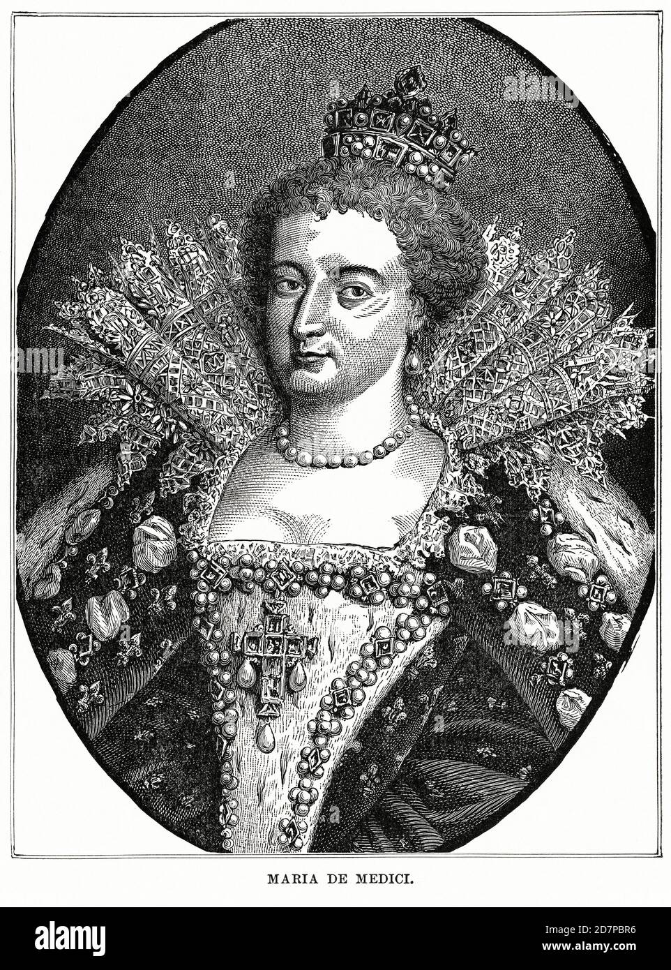 Maria de Medici (Marie de Medici), illustration, Histoire du monde de Ridpath, Volume III, par John Clark Ridpath, LL. D., Merrill & Baker Publishers, New York, 1897 Banque D'Images