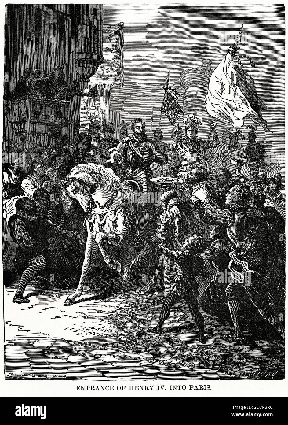 Entrée d'Henry IV à Paris, Illustration, Histoire du monde de Ridpath, Volume III, par John Clark Ridpath, LL. D., Merrill & Baker Publishers, New York, 1897 Banque D'Images