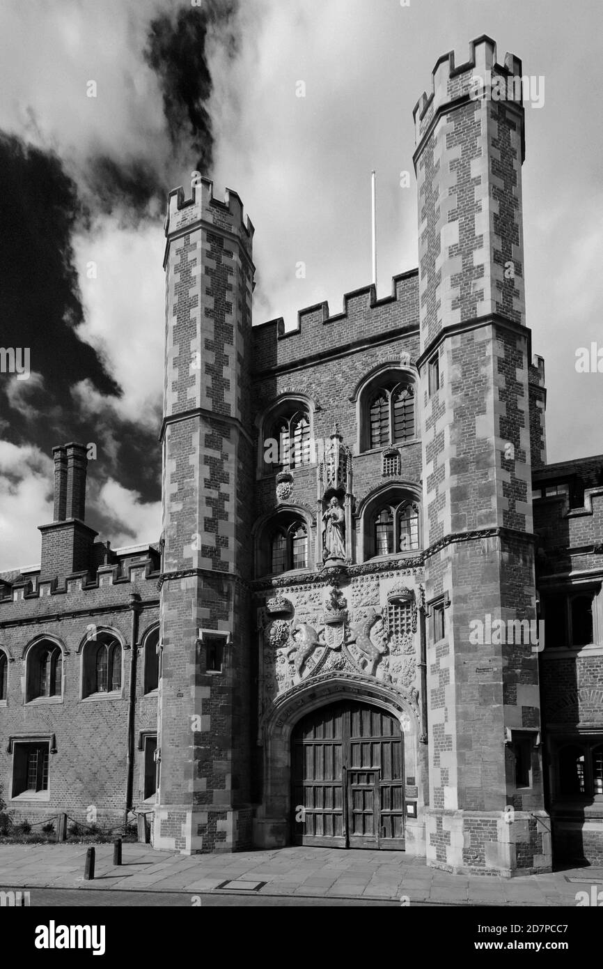 Façade de St Johns College, St John's Street, Cambridge City, Cambridgeshire, Angleterre, Royaume-Uni Banque D'Images