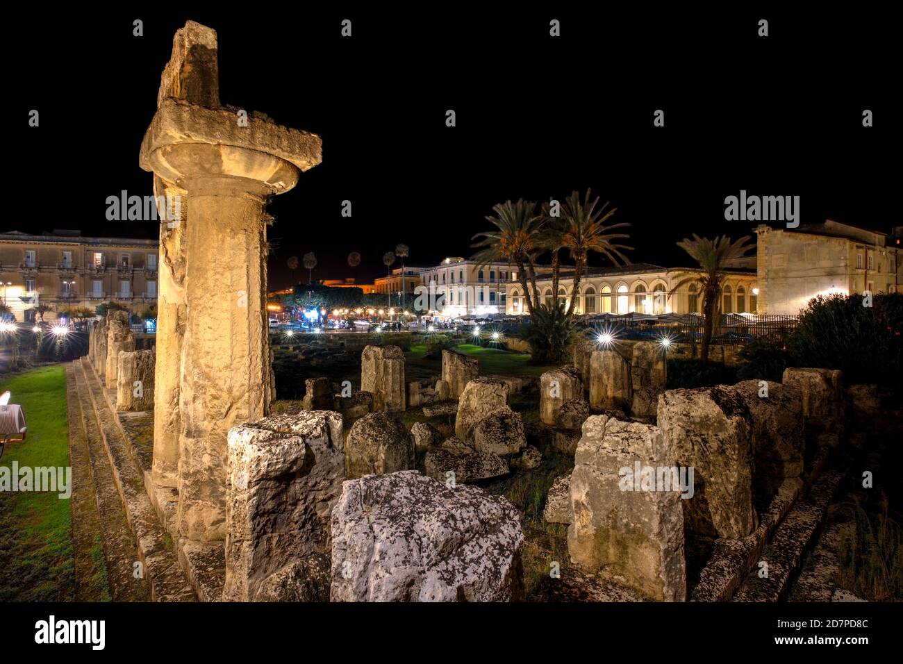 Temple d'Apollon, ancien monument grec de Syracuse, Sicile, Italie. Banque D'Images