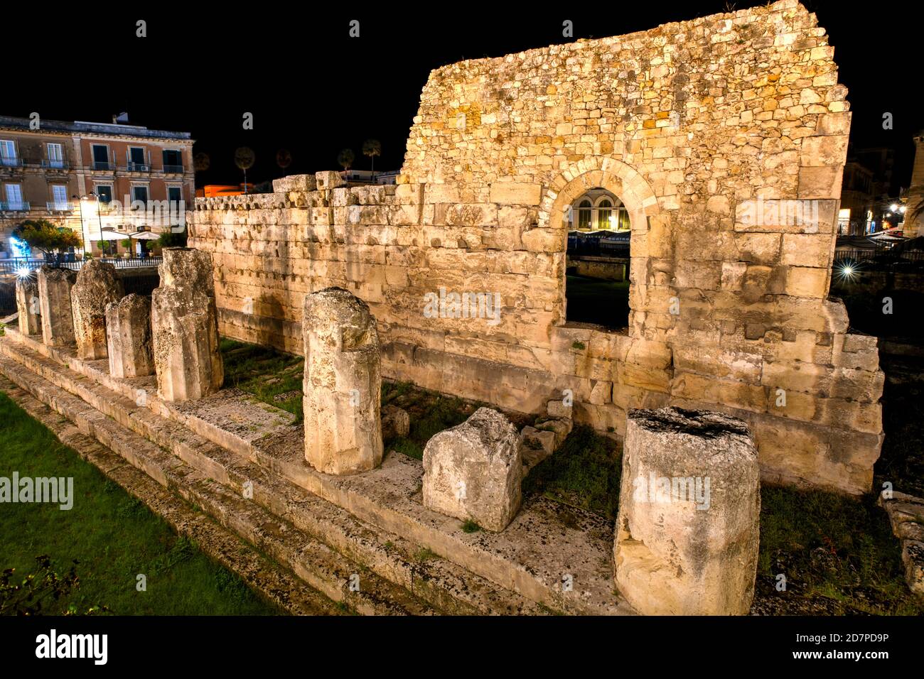 Temple d'Apollon, ancien monument grec de Syracuse, Sicile, Italie. Banque D'Images