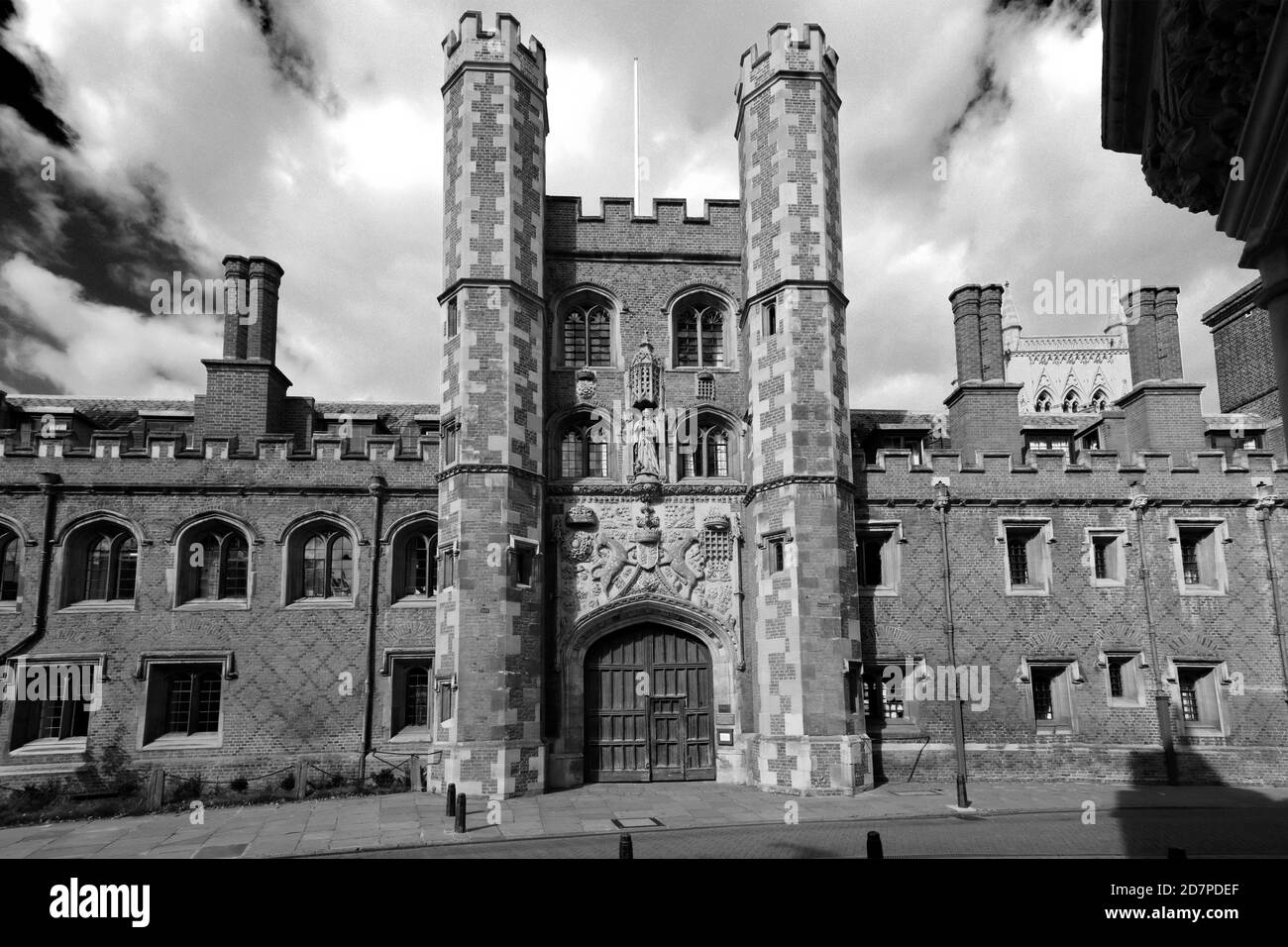 Façade de St Johns College, St John's Street, Cambridge City, Cambridgeshire, Angleterre, Royaume-Uni Banque D'Images