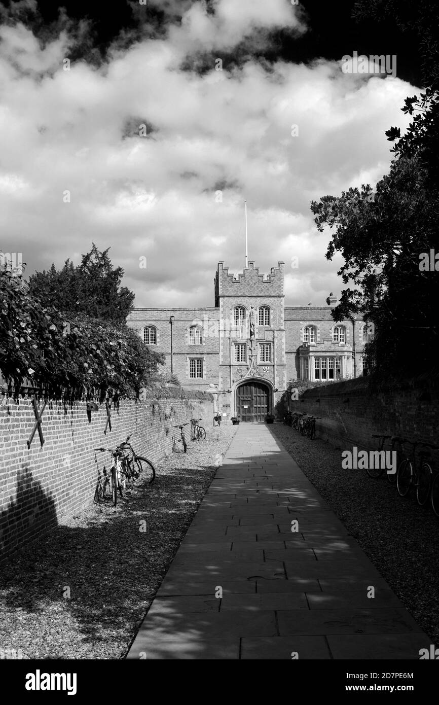 Vue de l'entrée de l'université de Jésus, Jesus Lane, Cambridge City, Cambridgeshire, Angleterre, Royaume-Uni Banque D'Images
