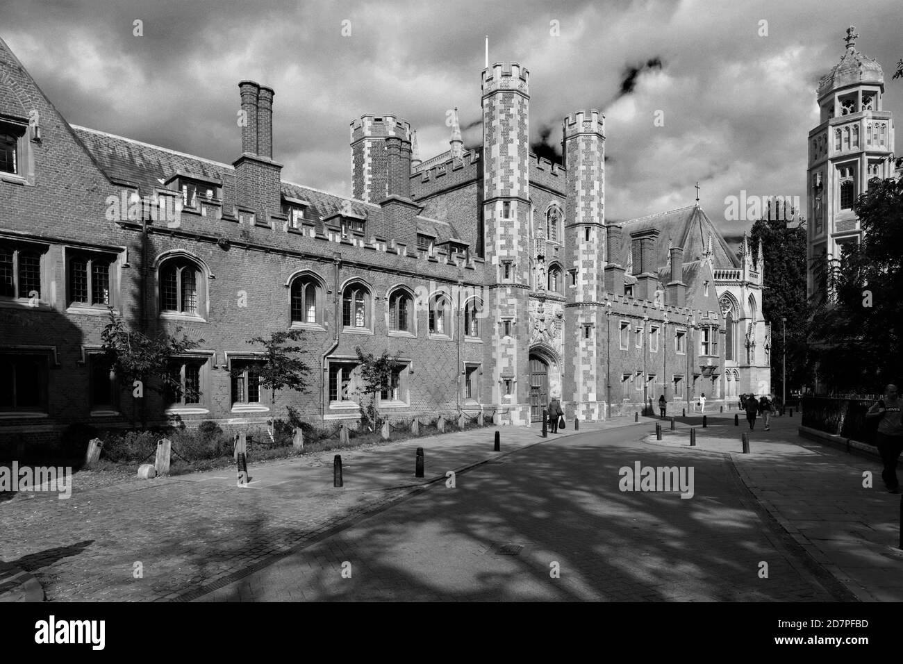 Façade de St Johns College, St John's Street, Cambridge City, Cambridgeshire, Angleterre, Royaume-Uni Banque D'Images