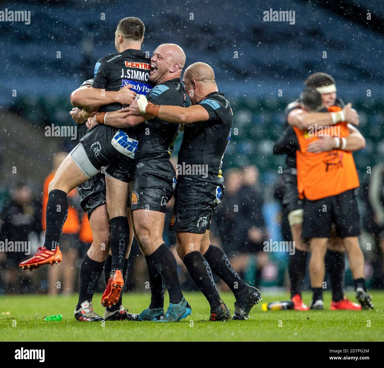 Twickenham, Londres, Royaume-Uni. 24 octobre 2020. Gallagher Premiership Rugby final, Exeter Chiefs versus Wasps; les joueurs d'Exeter célèbrent la victoire du crédit de Premiership: Action plus Sports/Alay Live News Banque D'Images